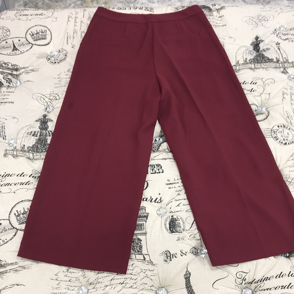 💥 Halogen Wide Leg Cropped Pants Red PETITE - Picture 7 of 8